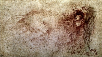 SKETCH OF A ROARING LION - Leonardo Da Vinci Painting